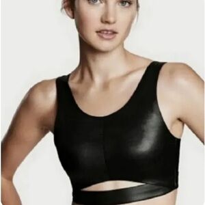 Victoria Sport Faux Leather Sports Bra Top Large